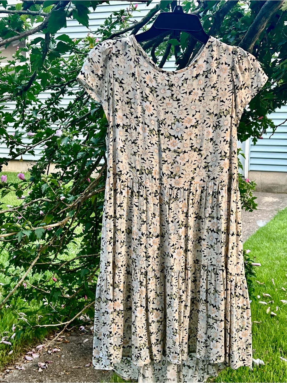 American Eagle Daisies Babydoll Floral Dress Tiered Keyhole back S mini India